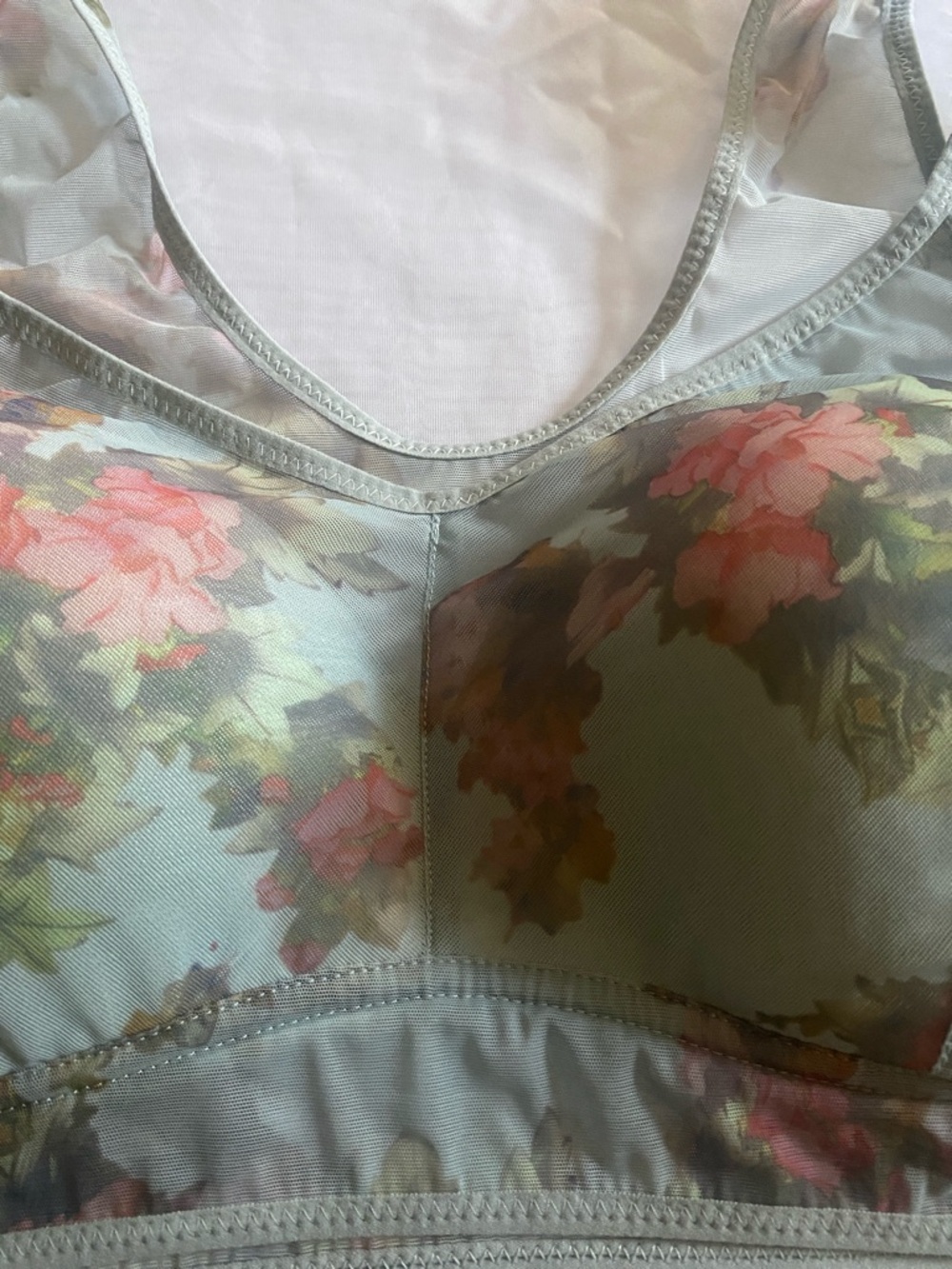Light Green Floral Wireless Bralette - Soft Floral Support
